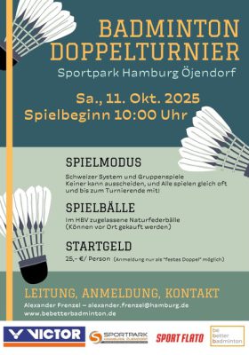 Red and White Badminton Tournament Poster